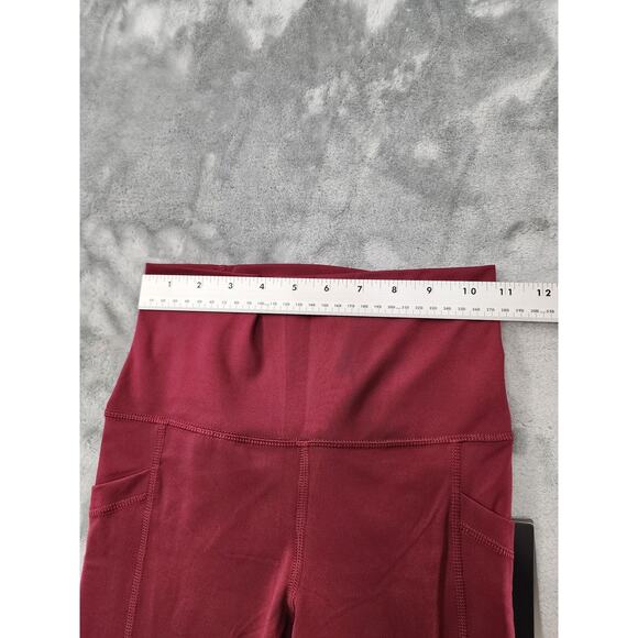 NEW Yogalicious Lux High Rise Ankle Leggings Size S Red Burnt Cranberry Stretch - Picture 8 of 12